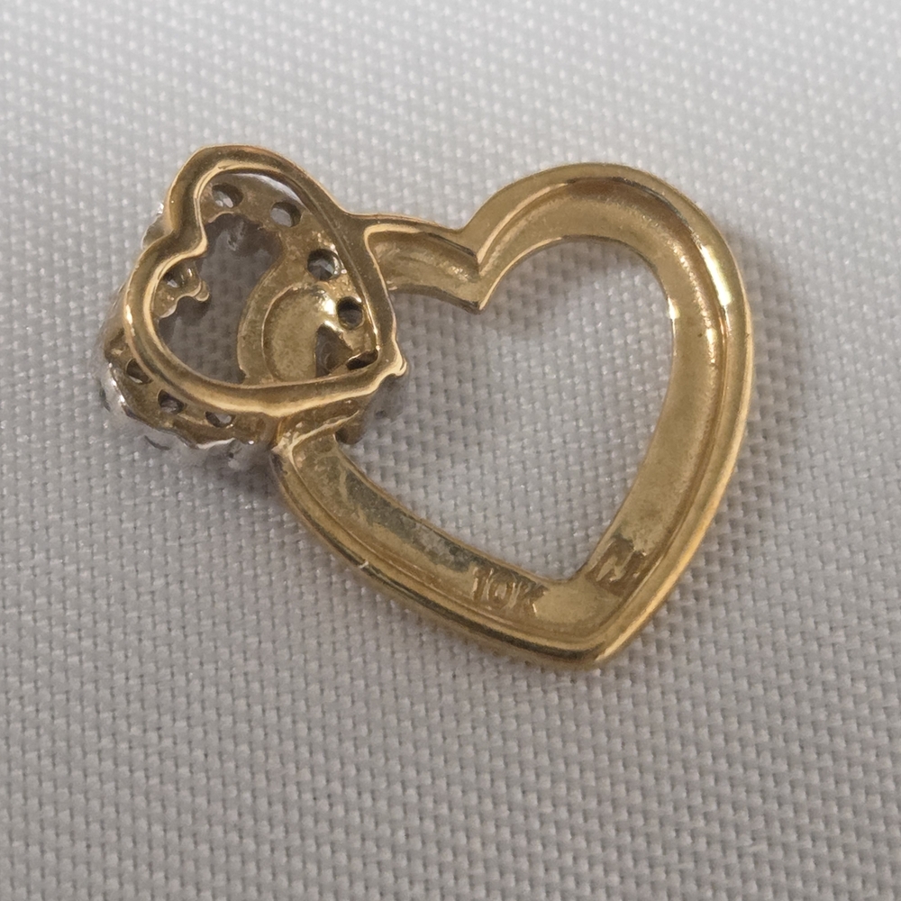 10k Two Tone Solid Gold Interwind Two Hearts Natu… - image 3